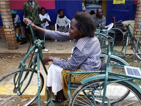 When Kirabo received her new tricycle, she used it to get to the market to earn money as a food vendor.