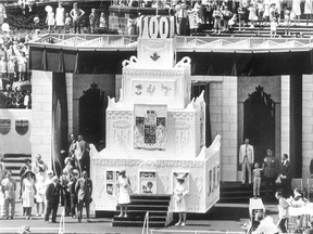 This large cake was part of the centennial celebrations on Parliament Hill on July 1, 1967.