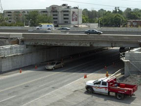 A view of the Queensway, near the Carling Avenue on-ramp.