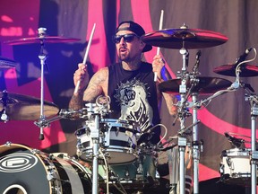 Travis Barker of Blink 182 performs during the Firefly Music Festival on June 19, 2016, in Dover, Delaware.