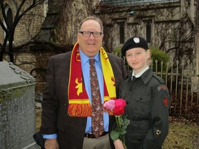 Rob Probert, president of The Roy Brown Society in Carleton Place with Nadine Carter, 12, of Stouffville, Ont.