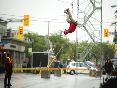 A section of Richmond Road was closed off to traffic for Westboro's new street festival Westboro FUSE Saturday June 11, 2016. Kerry Moher flew over Richmond Road along the 300-foot-long zipline.