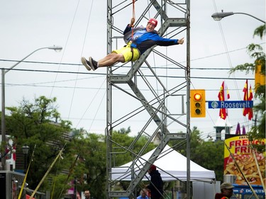 James Mead flew over Richmond Road along the 300-foot-long zipline.