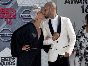 Alicia Keys, left, and Swizz Beatz arrive at the BET Awards at the Microsoft Theater on Sunday, June 26, 2016, in Los Angeles.