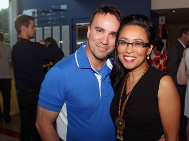 Andrew Farinha and Anna-Karina Tabunar, president of Iona Street Media, were out to support the Parkdale Food Centre's Branching Out Gala, held Thursday, June 23, 2016, at the home of The Great Canadian Theatre Company. (Caroline Phillips / Ottawa Citizen)