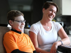 Jonathan Pitre and his mother, Tina Boileau.