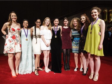 Cappies nominees from Elmwood School arrive on the Red Carpet, prior to the start of the 11th annual Cappies Gala awards, held at the National Arts Centre, on June 05, 2016, in Ottawa, Ont.  (Jana Chytilova / Ottawa Citizen)   ORG XMIT: 0605 CapGala JC 12