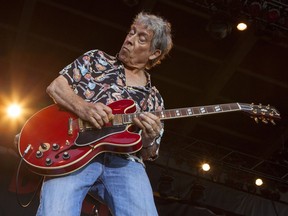 In this Aug. 29, 2013 file photo, Elvin Bishop performs at the Harley-Davidson 110th Anniversary celebration in Milwaukee, Wis.