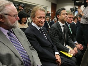 Eugene Melnyk (second from left), owner of the Ottawa Senators and head of the RendezVous LeBreton proposal.