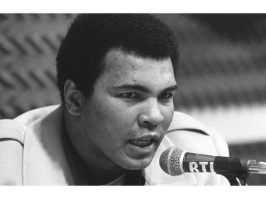 (FILES) This file photo taken on March 4, 1976 shows heavyweight boxing world champion Muhammad Ali (Cassius Clay) during a press conference in Paris about his book "The Greatest". Heavyweight boxing legend Muhammad Ali, an icon of the 20th Century whose fame transcended the sport during a remarkable career that spanned three decades, died June 3, 2016, his family said. /