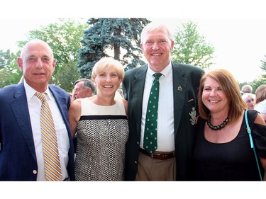 From left, Michael Mirsky with Sandy Farr, Jeremy Farr, general counsel of the Bank of Canada, and Jennifer Mirsky at the Royal Ottawa Golf Club in Gatineau, Quebec on Wednesday, June 29, 2016, for the opening ceremony and cocktail reception celebrating the private golf club's 125th anniversary.