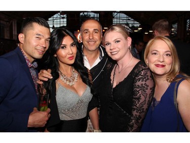 From left, Hang Tea and Noi Chou with Rinaldo hair designers and spa partner Elias Hourani and Kait Tillart and Maria Hourani at the Bash 2016: London Calls fundraiser for the Snowsuit Fund, held Friday, June 10, 2016, at the Horticulture Building at Lansdowne.