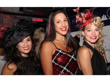 From left, Mirabelle Clarey, M.J. Naim Brown and Effie Kardaras-Saab dressed in style for Bash 2016: London Calls, a chic party held at Lansdowne's Horticulture Building on Friday, June 10, 2016, to raise funds and awareness for the Snowsuit Fund.