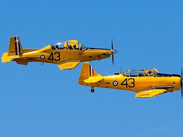 Harvards perform a flypast.