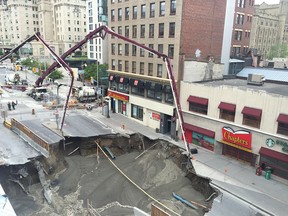 Rideau Street sinkhole on Thursday morning.