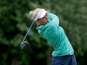Brooke Henderson of Canada hits a tee shot on the seventh hole during the final round of the KPMG Women's PGA Championship at Sahalee Country Club on June 12, 2016 in Sammamish, Wash.