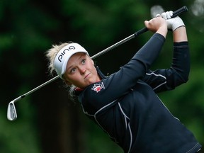 Brooke Henderson hits a tee shot on the ninth hole during the third round of the KPMG Women's PGA Championship at Sahalee Country Club on June 11, 2016 in Sammamish, Washington.