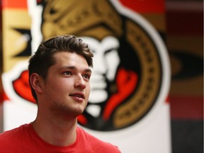 Logan Brown of the Ottawa Senators during the development camp at Canadian Tire Centre in Ottawa, June 28, 2016.