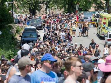 Long lines to get through security as the annual Amnesia Rockfest invades the village of Montebello in Quebec, about an hour away from Ottawa and Montreal.