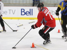 Michael Babcock doing drills during day 2 of the 2016 Ottawa Senators Development Camp at the Bell Sensplex