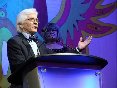 Murray Kelly, founder of Libertas, a tobacco healing organization and sponsor of the Igniting the Spirit Gala, addresses the crowd at the sold-out dinner for the Wabano Centre, held at the Ottawa Conference and Event Centre on Tuesday, June 21, 2016.