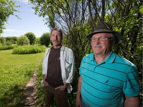 Murray Minkus (R) and Ross McAlpine (L) are residents on Parkside Cres who are upset about the construction of an LRT maintenance and storage area right off their backyards.
