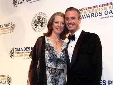 NAC Dance Producer Cathy Levy with maestro Alexander Shelley, music director of the NAC Orchestra, on the red carpet at the National Arts Centre on Saturday, June 11, 2016, for the Governor General's Performing Arts Awards Gala.