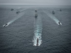 Exercise DYNAMIC MONGOOSE - All participants ships in formation - 27 JUN 2016 - Photo by WO C. ARTIGUES (HQ MARCOM PHOTOGRAPHER)