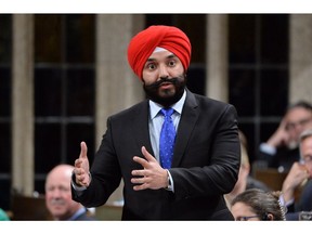 Innovation, Science and Economic Development Minister Navdeep Bains responds to a question during Question Period in the House of Commons Tuesday May 31, 2016 in Ottawa.
