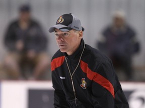 Files:  Kurt Kleinendorst, Head coach, Binghamton Senators, participates in a practice, during the first day of rookie camp, held at the Bell Sensplex, in Ottawa, On, on September 09, 2011.