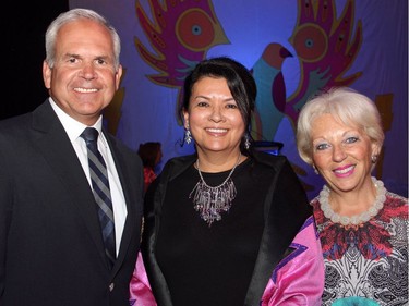 Ottawa Police Chief Charles Bordeleau with Allison Fisher, executive director of the Wabano Centre for Aboriginal Health, and his gala co-chair, Barbara Farber, president of Leikin Group, at the sold-out Igniting the Spirit Gala: The Power of Transformation, held at the Ottawa Conference and Event Centre on Tuesday, June 21, 2016.