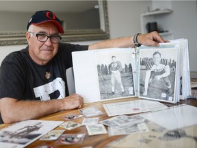 Ottawa Rough Riders fan and collector Terry Dooner shows off some of the Rough Riders paraphernalia he collected over the years on Friday, June 10, 2016. Dooner is selling some of his personal collections at Sports Card and Comic Book show on Sunday.
