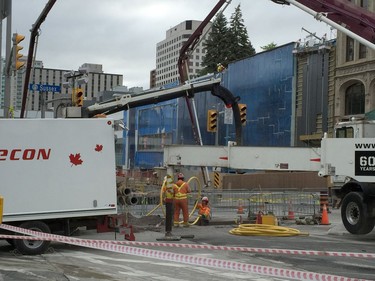 Rideau Street sinkhole on Thursday morning.