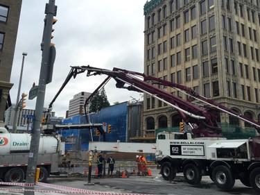 Crews work on the Rideau Street sinkhole.