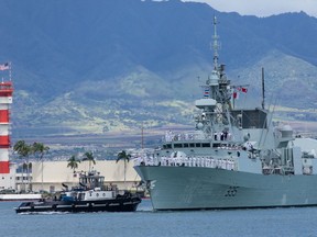 Royal Canadian Navy frigate HMCS Calgary is shown in this photo at Pearl Harbor for Rim of the Pacific (RIMPAC) exercise on June 25, 2014. Photo Jacek Szymanski DNPA