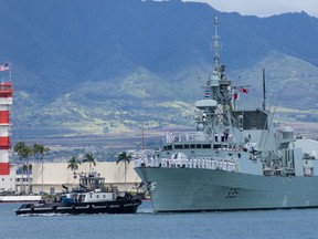 In this 2014 file photo, the Royal Canadian Navy Frigate HMCS Calgary (FFH 335) is shown arriving in Pearl Harbor for Rim of the Pacific (RIMPAC) exercise. Photo Jacek Szymanski DNPA.