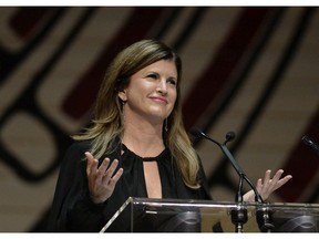 Interim Conservative leader Rona Ambrose speaks during the annual Press Gallery Dinner at the Museum of Nature last Saturday.