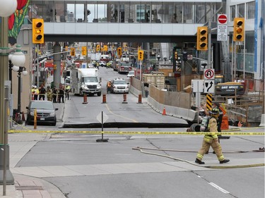 Sinkhole on Rideau Street and gas leak in Ottawa, June 8, 2016.