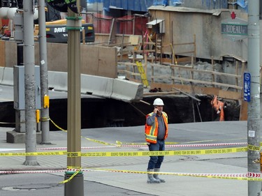 Sinkhole on Rideau Street and gas leak in Ottawa, June 8, 2016.