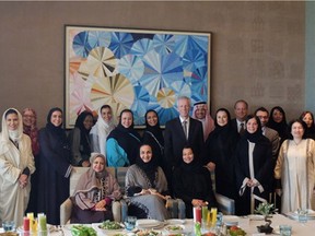 Global Affairs Minister Stéphane Dion meets with a group of mainly women in Saudi Arabia in May. Twitter: @MinCanadaFA