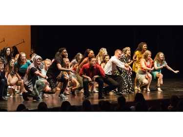 Students from Longfields-Davidson Heights Secondary School perform "96,000" from In The Heights,  during the 11th annual Cappies Gala awards, held at the National Arts Centre, on  June 5, 2016.