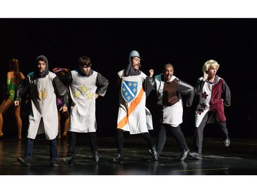 Students from Merivale High School perform "Knights of the Round Table"  from Spamalot, during the 11th annual Cappies Gala awards, held at the National Arts Centre, on  June 5, 2016.