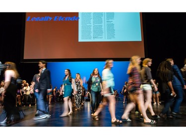 The Cappies Chorus rehearse a musical number, prior to the start of the 11th annual Cappies Gala awards, held at the National Arts Centre, on June 05, 2016, in Ottawa, Ont.  (Jana Chytilova / Ottawa Citizen)   ORG XMIT: 0605 CapGala JC 09
