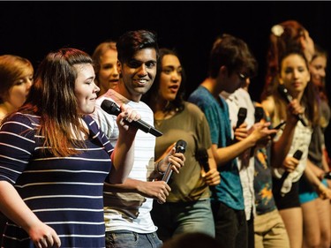 The Cappies Chorus rehearse a musical number, prior to the start of the 11th annual Cappies Gala awards, held at the National Arts Centre, on June 05, 2016, in Ottawa, Ont.  (Jana Chytilova / Ottawa Citizen)   ORG XMIT: 0605 CapGala JC 04