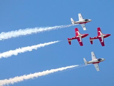 The Snowbirds in formation as Vintage Wings of Canada put on their annual Wings Over Gatineau Airshow at the Gatineau Airport.