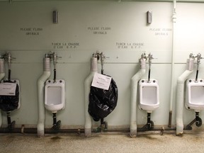 Urinals at the Diefenbunker Museum are shown in a handout photo. It was built to withstand a nuclear bomb, but the Diefenbunker is experiencing a more mundane problem.To be specific, its toilets are busted.