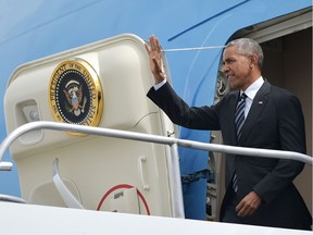 U.S. President Barack Obama, seen stepping off Air Force One upon arrival at Seattle-Tacoma International Airport in Seattle on Friday, June 24, 2016, will be in Ottawa on Wednesday, June 29, 2016.