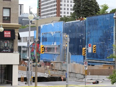 View from Chateau Laurier. Sinkhole on Rideau Street and gas leak in Ottawa, June 8, 2016.