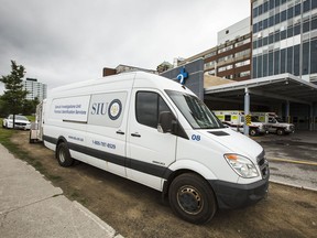 A Special Investigations Unit van sits outside the Ottawa Hospital Civic Campus.