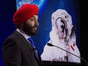 Last month, Innovation Minister Navdeep Bains put out the call for new astronauts during an event at the Museum of Aviation. THE CANADIAN PRESS/Adrian Wyld